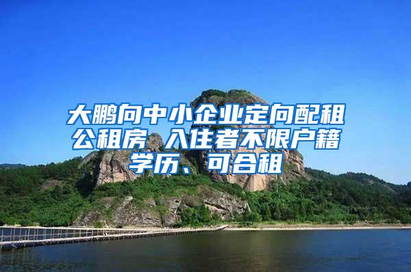 大鹏向中小企业定向配租公租房 入住者不限户籍学历、可合租