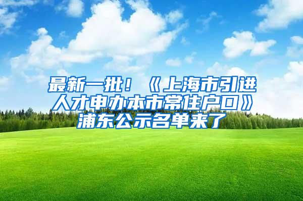 最新一批！《上海市引进人才申办本市常住户口》浦东公示名单来了