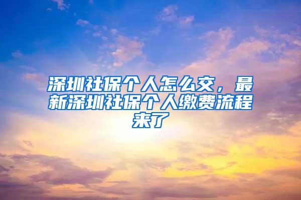 深圳社保个人怎么交，最新深圳社保个人缴费流程来了