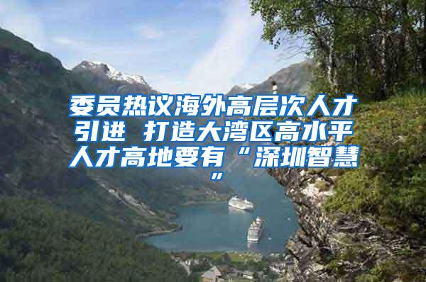 委员热议海外高层次人才引进 打造大湾区高水平人才高地要有“深圳智慧”