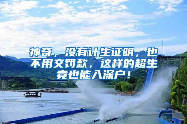 神奇，没有计生证明，也不用交罚款，这样的超生竟也能入深户！