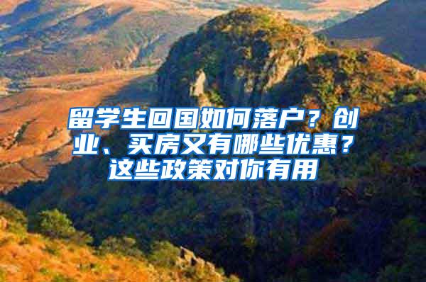 留学生回国如何落户？创业、买房又有哪些优惠？这些政策对你有用