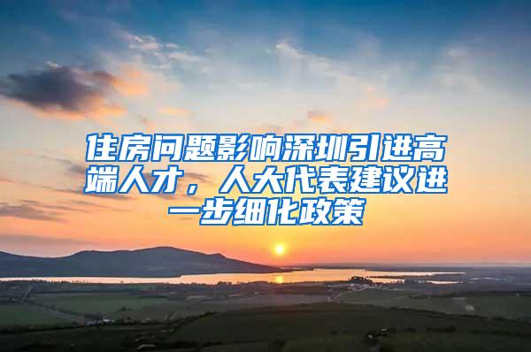 住房问题影响深圳引进高端人才，人大代表建议进一步细化政策