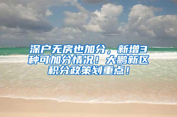 深户无房也加分，新增3种可加分情况！大鹏新区积分政策划重点！