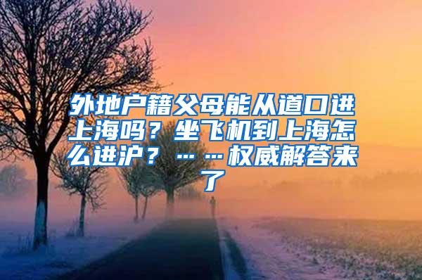 外地户籍父母能从道口进上海吗？坐飞机到上海怎么进沪？……权威解答来了