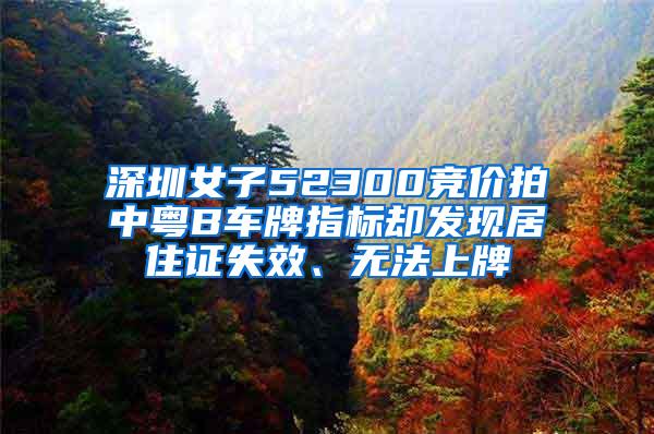 深圳女子52300竞价拍中粤B车牌指标却发现居住证失效、无法上牌