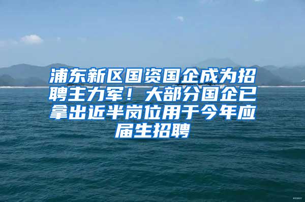 浦东新区国资国企成为招聘主力军！大部分国企已拿出近半岗位用于今年应届生招聘