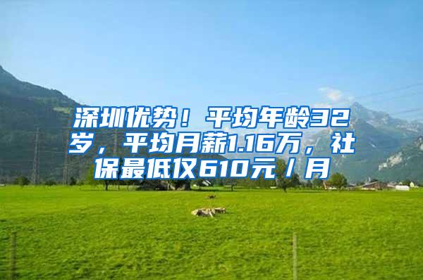 深圳优势！平均年龄32岁，平均月薪1.16万，社保最低仅610元／月