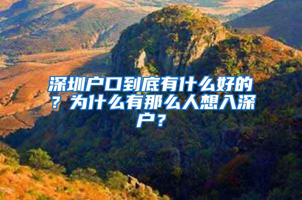 深圳户口到底有什么好的？为什么有那么人想入深户？