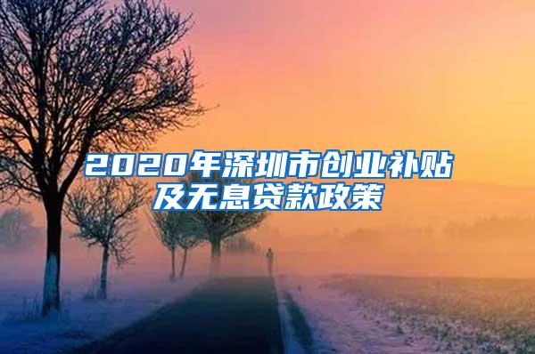 2020年深圳市创业补贴及无息贷款政策