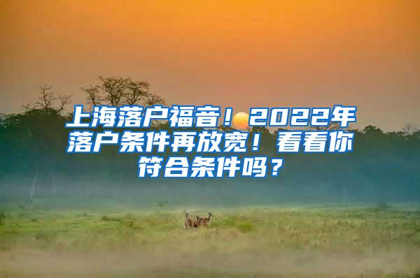 上海落户福音！2022年落户条件再放宽！看看你符合条件吗？