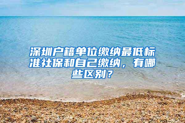 深圳户籍单位缴纳最低标准社保和自己缴纳，有哪些区别？