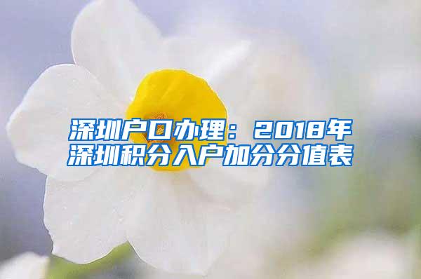 深圳户口办理：2018年深圳积分入户加分分值表