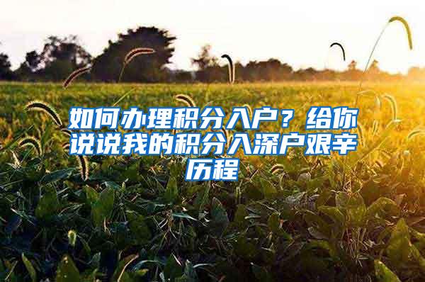 如何办理积分入户？给你说说我的积分入深户艰辛历程