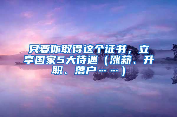 只要你取得这个证书，立享国家5大待遇（涨薪、升职、落户……）