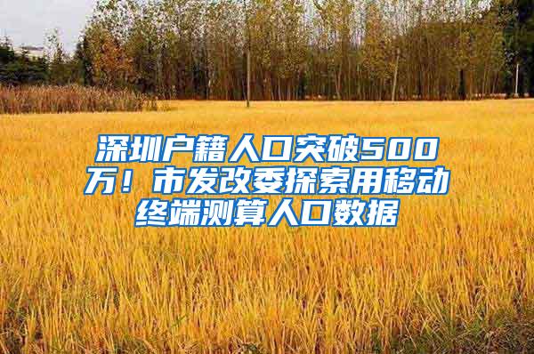 深圳户籍人口突破500万！市发改委探索用移动终端测算人口数据