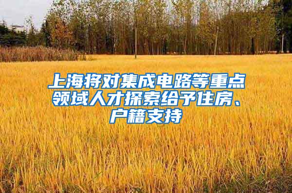 上海将对集成电路等重点领域人才探索给予住房、户籍支持