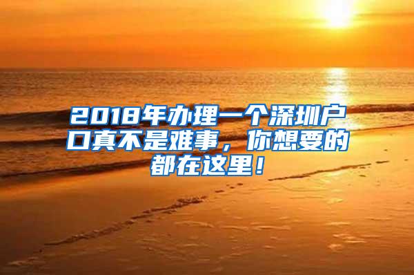 2018年办理一个深圳户口真不是难事，你想要的都在这里！