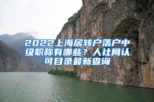 2022上海居转户落户中级职称有哪些？人社局认可目录最新查询