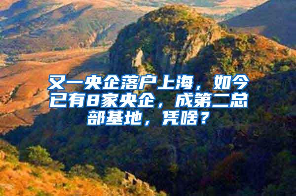 又一央企落户上海，如今已有8家央企，成第二总部基地，凭啥？