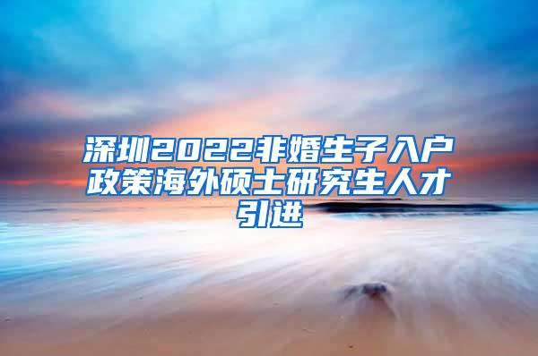 深圳2022非婚生子入户政策海外硕士研究生人才引进