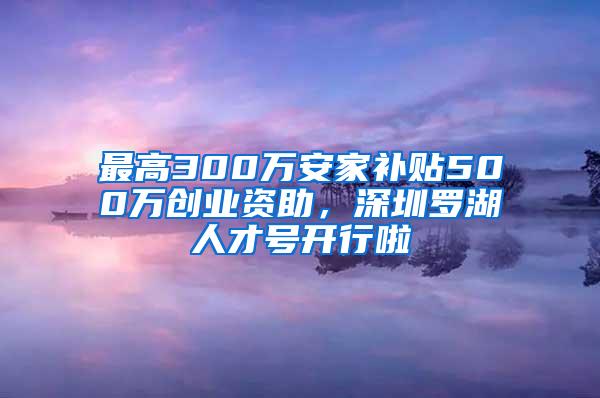 最高300万安家补贴500万创业资助，深圳罗湖人才号开行啦