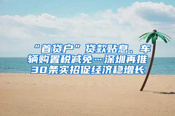 “首贷户”贷款贴息、车辆购置税减免…深圳再推30条实招促经济稳增长