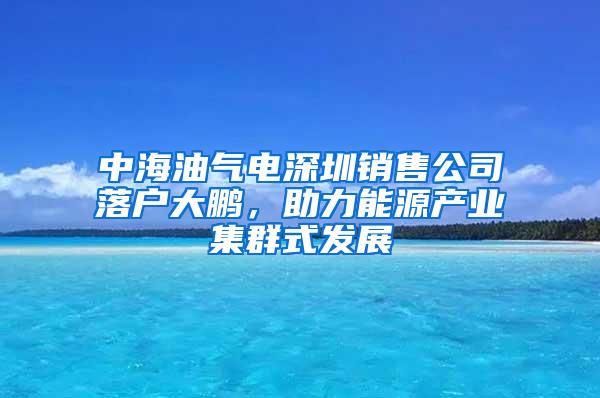 中海油气电深圳销售公司落户大鹏，助力能源产业集群式发展