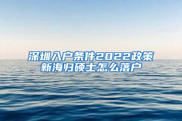 深圳入户条件2022政策新海归硕士怎么落户