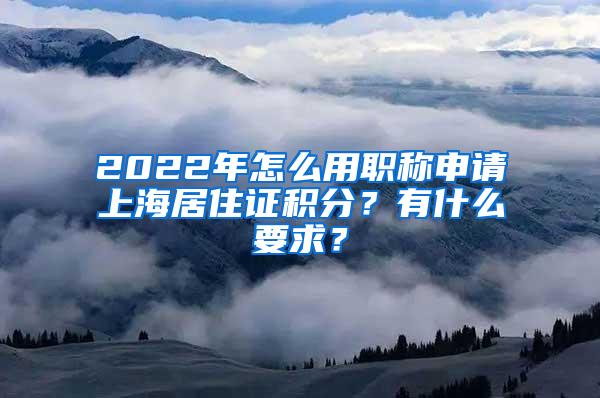 2022年怎么用职称申请上海居住证积分？有什么要求？