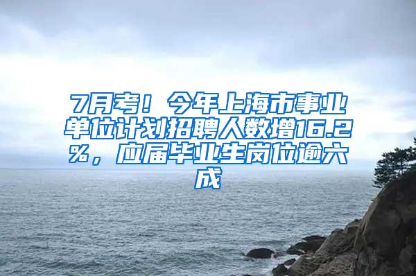 7月考！今年上海市事业单位计划招聘人数增16.2%，应届毕业生岗位逾六成