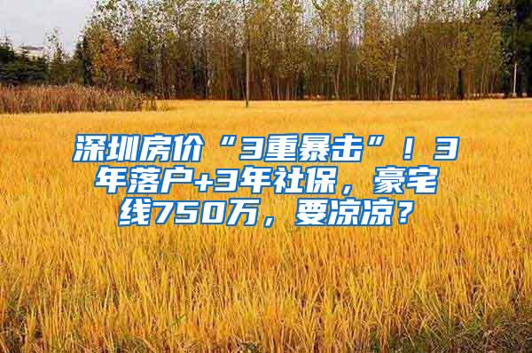 深圳房价“3重暴击”！3年落户+3年社保，豪宅线750万，要凉凉？