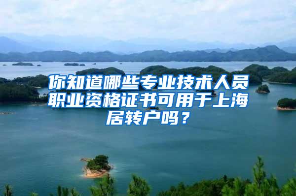 你知道哪些专业技术人员职业资格证书可用于上海居转户吗？