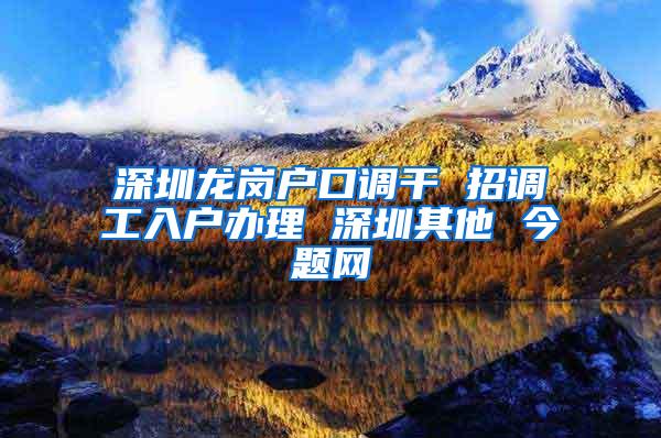 深圳龙岗户口调干 招调工入户办理 深圳其他 今题网