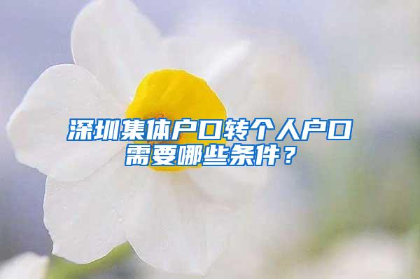 深圳集体户口转个人户口需要哪些条件？