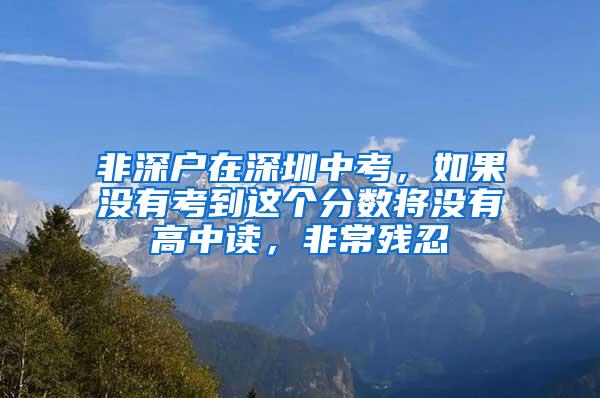 非深户在深圳中考，如果没有考到这个分数将没有高中读，非常残忍