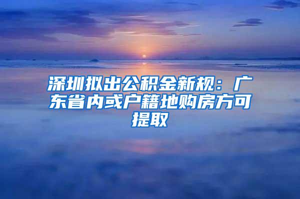 深圳拟出公积金新规：广东省内或户籍地购房方可提取