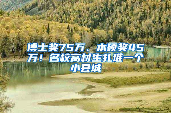 博士奖75万、本硕奖45万！名校高材生扎堆一个小县城