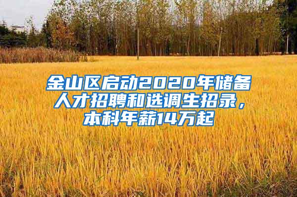 金山区启动2020年储备人才招聘和选调生招录，本科年薪14万起