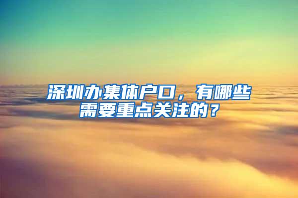 深圳办集体户口，有哪些需要重点关注的？