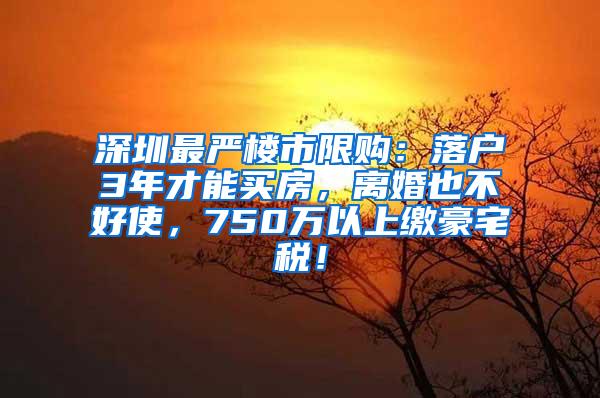 深圳最严楼市限购：落户3年才能买房，离婚也不好使，750万以上缴豪宅税！