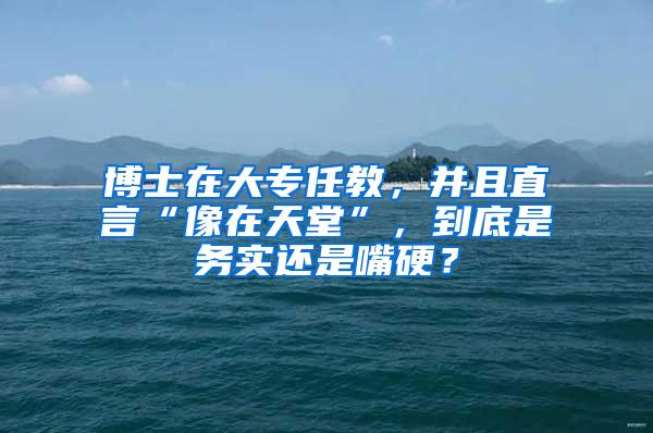 博士在大专任教，并且直言“像在天堂”，到底是务实还是嘴硬？