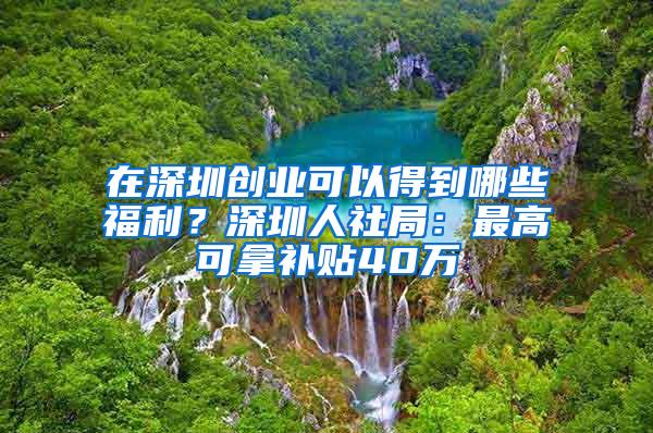 在深圳创业可以得到哪些福利？深圳人社局：最高可拿补贴40万