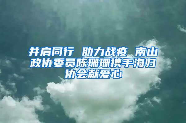 并肩同行 助力战疫 南山政协委员陈珊珊携手海归协会献爱心