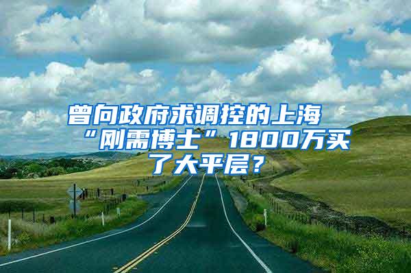 曾向政府求调控的上海“刚需博士”1800万买了大平层？