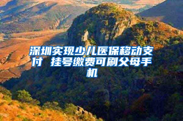 深圳实现少儿医保移动支付 挂号缴费可刷父母手机