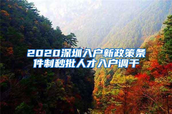 2020深圳入户新政策条件制秒批人才入户调干