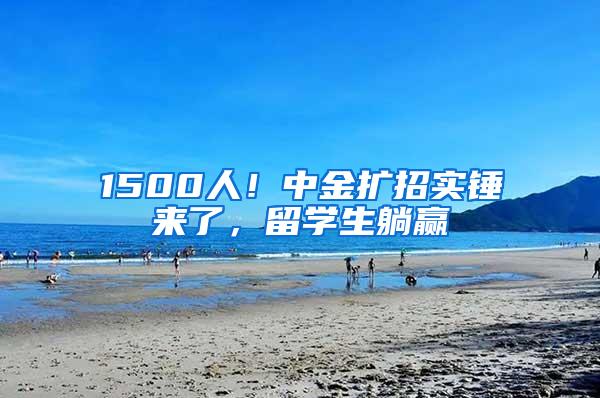 1500人！中金扩招实锤来了，留学生躺赢