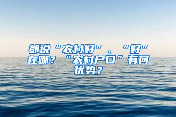 都说“农村好”，“好”在哪？“农村户口”有何优势？