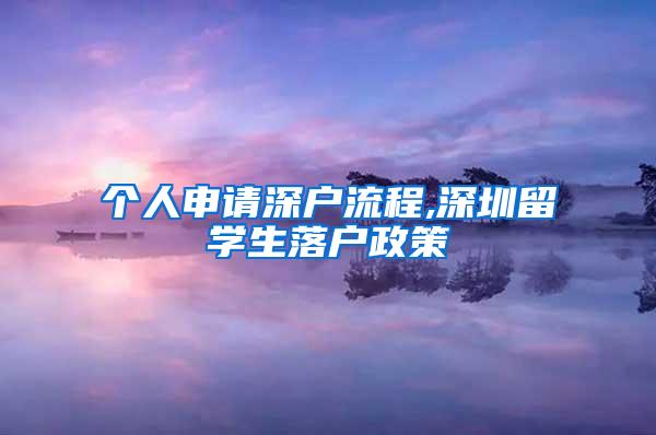 个人申请深户流程,深圳留学生落户政策